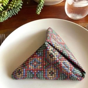 Geometric Pixel Vintage Print 13inch square cotton napkin